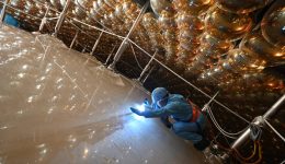 The central acrylic sphere and PMTs