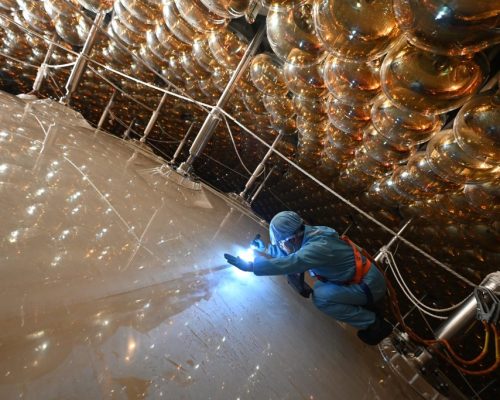 The central acrylic sphere and PMTs
