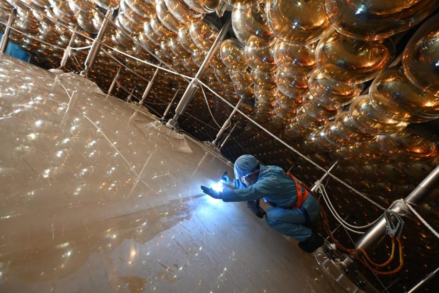 The central acrylic sphere and PMTs