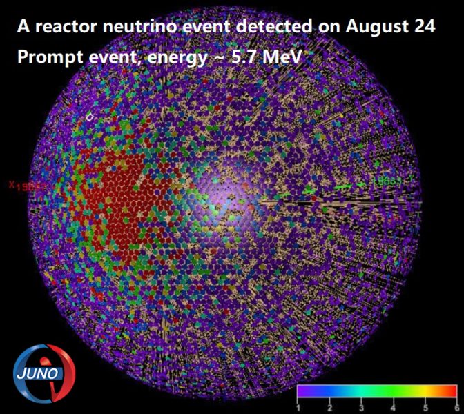 A neutrino event seen by JUNO