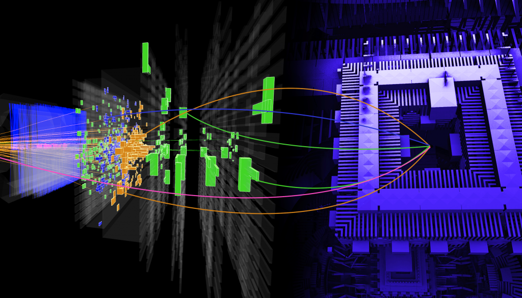 Gli eventi misurati dal rivelatore LHCb, analizzati per la prima volta con l'Intelligenza Artificiale Quantistica
